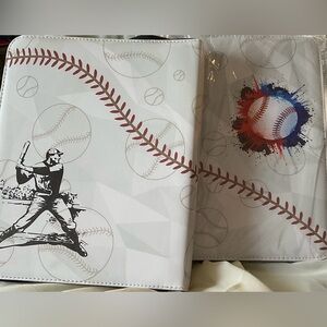 Baseball Themed Trading Card Binder.450 Card Slots Zip Around/Handle 10.5 X 13”